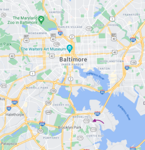 Map of Baltimore and surrounding areas.